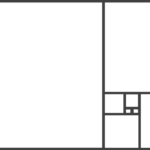 Symbolbild "Goldener Schnitt". Eine Schwarz-Weiß-Zeichnung eines Quadrats und eines Rechtecks.