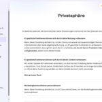 Screenshot der Seite mit den Datenschutzeinstellungen von Canva auf Deutsch, mit Optionen für KI-gestützte Funktionen und die Kontrolle der Nutzerdaten, mit Navigationsmenü auf der linken Seite. (KI generierte Beschreibung)